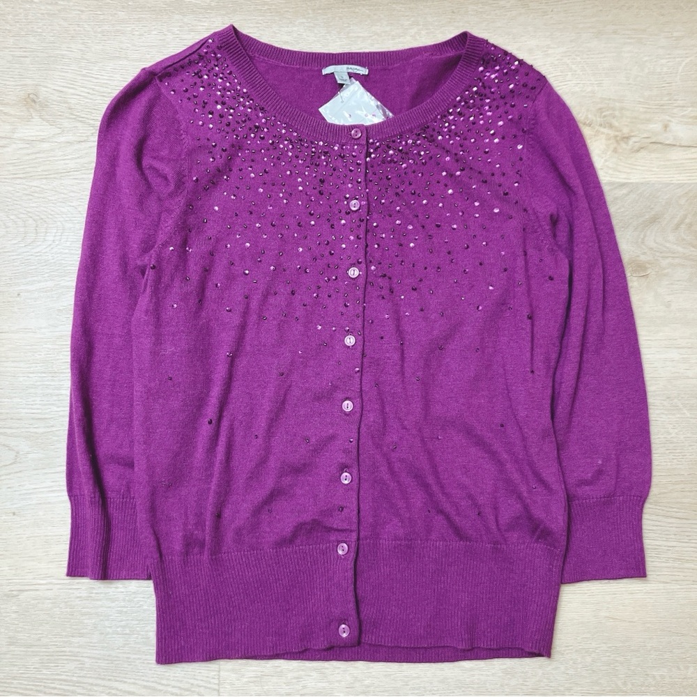 Magenta Cardigan with Embellishments